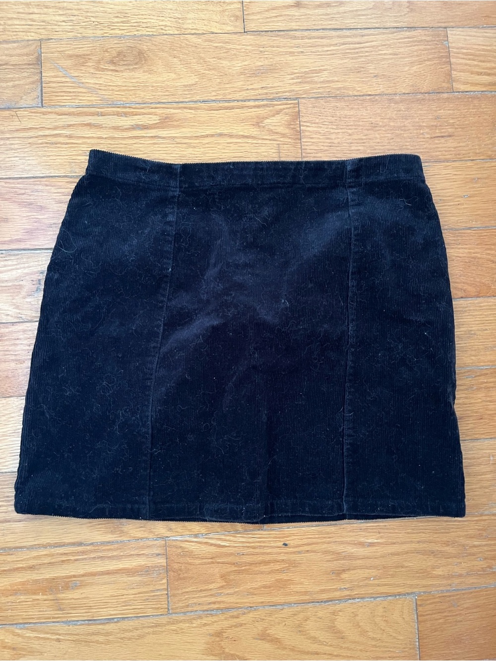 Black Corduroy Women's Mini Skirt